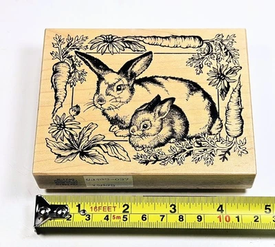 Sello de goma PSX CONEJITO DE PASCUA CONEJOS Y ZANAHORIAS K-1740 1995 Foto 1 de 3