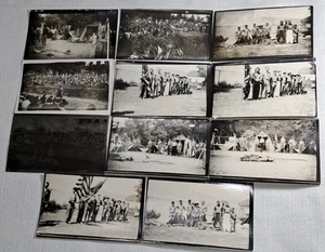 1920-30's 10 Cool Vintage Photos Boy Scouts Jamboree Flag Ceremony  + 1 Negative - Afbeelding 1 van 11