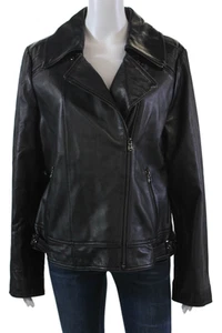 Wilsons Leather Womens Genuine Leather Full Zip Buckle Motorcycle Jacket Black S - Picture 1 of 7