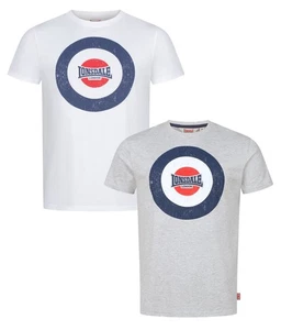 Lonsdale T-Shirt Premium Trevose Classic Mod Target Logo White Grey Shirt - Picture 1 of 22