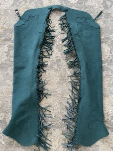 Steckenpferd Ultrasuede grün Show Chaps Fransen Damen klein - Bild 1 von 7