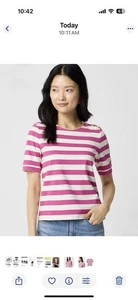 Neu mit Etikett! J. Crew Factory rosa und elfenbein gestreiftes T-Shirt (reg 59 $) - Bild 1 von 3
