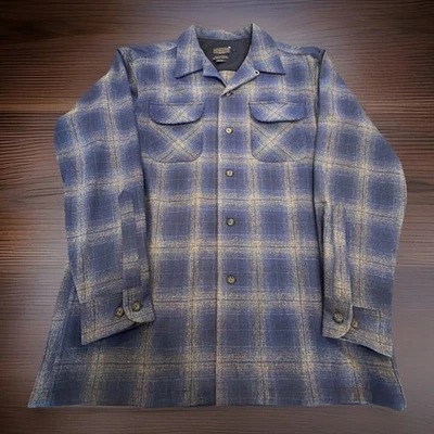 CAMISA PENDLETON The Original Surf Lana Azul Gris Ombré Cuadros Hombres L * LEER* Foto 1 de 4