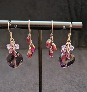Orecchini pendenti multipietra in argento sterling 925 con ametista viola. Seconda coppia omaggio  - Foto 1 di 12