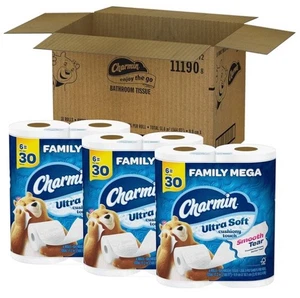 Charmin Ultra Soft Cushiony Touch Toilet Paper, 18 Family Mega Rolls = 90 - Bild 1 von 12