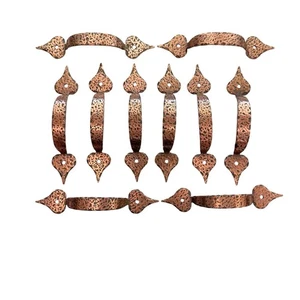 Vintage 10er Set Kolonial gehämmertes Kupfer Schrankgriffe 10er Set gebraucht wie besehen - Bild 1 von 6