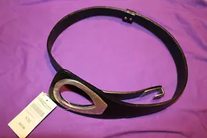 Cintura in pelle marrone con gancio Coldwater Creek incisa sui fianchi S/M boho chic - Foto 1 di 11
