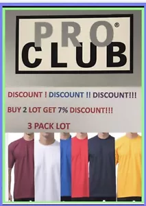 3 PACK PRO CLUB PROCLUB MEN'S PLAIN SHORT SLEEVE T SHIRT HEAVYWEIGHT BULK LOT - Picture 1 of 20