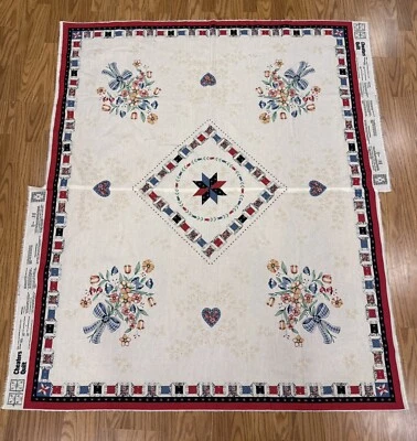 2 Vintage Wamsutta Cheater Quilt Panels *Sewn* Calico Quilt Panels READ 67"x58" - Image 1 of 4