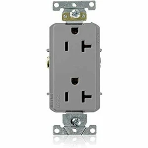 Leviton 16352-GY (pack of 10) 5-20R Decora Duplex Receptacle Commercial - Gray - Picture 1 of 1