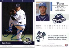 Juan Perez Signed 2011 Grandstand Asheville Tourists #NNO Card Auto AU