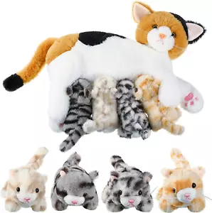 Nurturing Cat Stuffed Animal with Plush Kittens, for Girls and Lovely Style - Picture 1 of 8