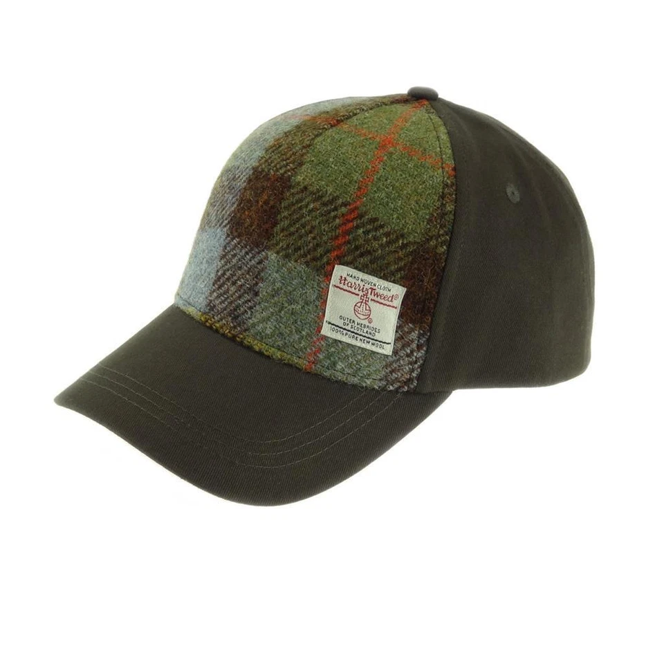 MEG HAWKINS Green & Brown MacLeod Harris Tweed Tartan Check Baseball Cap Hat