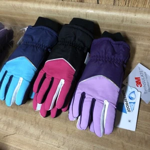 3 Pair 3M Girls Ski Gloves Waterproof Multicolor Size 4-6x Brand New - Picture 1 of 4