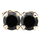 2.40Ct Natural Black Diamond Round Cut Solitaire Studs In 925 Sterling Silver