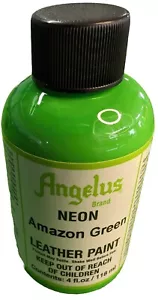 Angelus  Neon Amazon Green Acrylic Leather & Vinyl Waterproof Paint 4 Oz - Picture 1 of 1