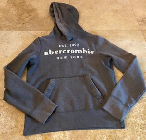 BOYS Abercrombie Kids A&F Sweatshirt Muscle Hoodie SZ XL Gray Y2K distressed - Picture 1 of 8
