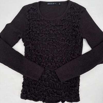 Suéter de manga larga elástico 100 % lana marrón grande Lafayette 148 para mujer Foto 1 de 4