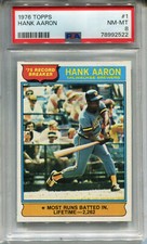 1976 Topps #1 Hank Aaron PSA 8 NM-MT Milwaukee Brewers