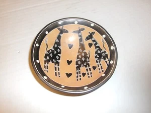 Jabonera África jirafa dedo cuenco baratija plato pintado a mano 5" - Imagen 1 de 3