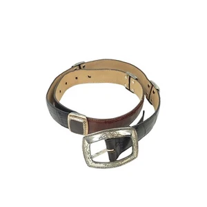 Brighton Ledergürtel schwarz braun Vintage Gr. M silber gold Western Ranch Boho - Bild 1 von 13