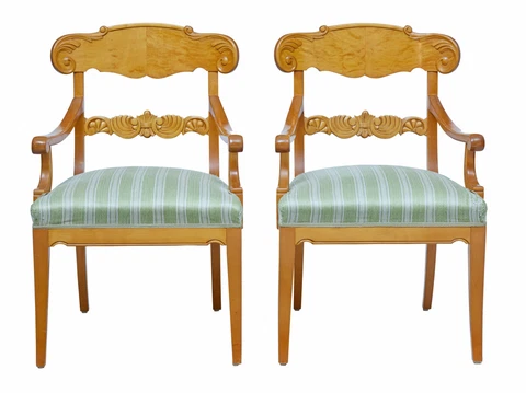 PAIR OF EARLY 20TH SWEDISH CARVED BIRCH ARMCHAIRS Cover
