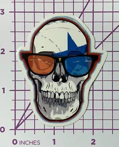 3D Glasses wearing Skull  with Blue Star Eye - PVC Vinyl Decal Sticker Durable - Picture 1 of 5