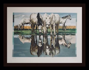 Fran Bull Cavalli della Camargue ARTE firmata e numerata a mano - Foto 1 di 4
