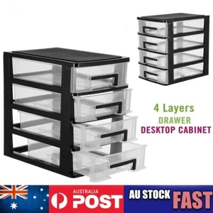 4 Tier Drawer Desktop Cabinet Storage Organiser Box Office Stationery Large - Picture 1 of 10