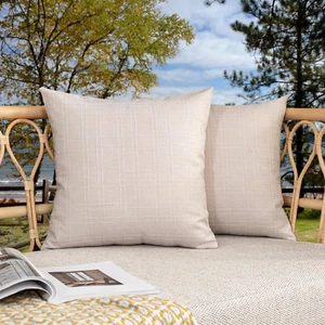 Pack of 2 Outdoor Waterproof Pillow Covers Checkered Decorative Cushions Sham Th - Picture 1 of 12