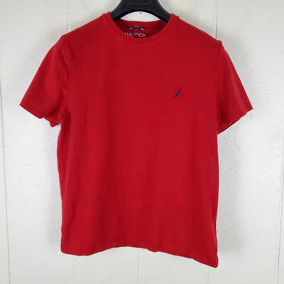 Camisa Nautica Para Hombre Mediana Roja Logo Bordado Cuello Redondo Manga Corta Elastizada Foto 1 de 4