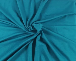 Teal  Organic Cotton Spandex Fabric Eco Friendly Jersey Knit By the Yard 210 GSM - Picture 1 of 9