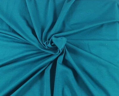 Teal  Organic Cotton Spandex Fabric Eco Friendly Jersey Knit By the Yard 210 GSM - Image 1 of 4