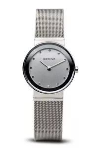 Bering Classic Polished Silver Mesh Swarovski Watch 10126-000 - Picture 1 of 1