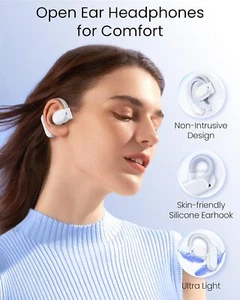 TAGRY Auriculares de Oreja Abierta Bluetooth, Tiempo de Juego 80Hrs, IPX7 Impermeable, Blanco - Imagen 1 de 8