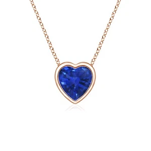 Bezel Set Solitaire Heart Amethyst Pendant in 925 Sterling Silver Necklace - Picture 1 of 63