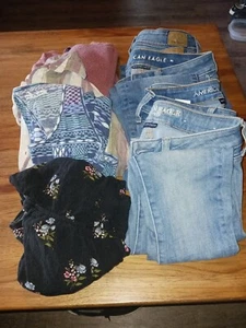 American  Eagle Lot Of Girls,women's Clothes,jeans,shirts,romper++ - Picture 1 of 24