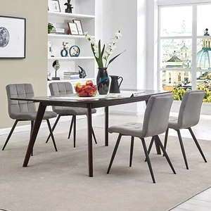 Dining Chairs Set of 4 Velvet Upholstered Dining Room Chair Tufted Kitchen Chair - Picture 1 of 80