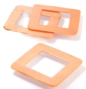 Sizzix 1 1/8" Square Washer Copper Metal Blanks 3pk #661774 Retail $4.99 Retired - Picture 1 of 6