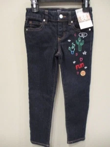 Jeans bambina Route 66 skinny blu scuro denim vita regolabile taglia 6 nuovo con etichetta - Foto 1 di 8