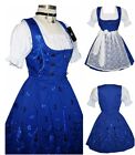 M 10 Blue Dirndl German Dress Short Waitress Oktoberfest Trachten EMBROIDERED