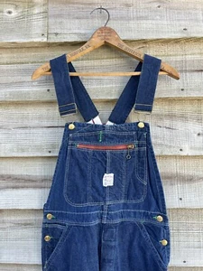 Vintage Denim Pointer Overalls Suspender Logo Back 32” Waist - Picture 1 of 10