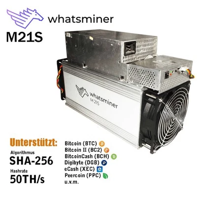 microBT Whatsminer m21S ASIC SHA-256 BITCOIN Crypto-Miner (Sauber und ohne Rost) - Bild 1 von 4