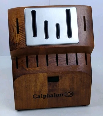 CALPHALON 15 Slot Hardwood Knife & Scissors Storage Block WALNUT Finish, NEW - Image 1 of 4