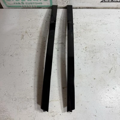 95-01 BMW E38 7 Series Gloss Black Rear Door Window Trim Panels - Image 1 of 4