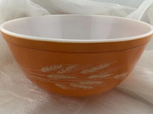 Pyrex Vintage Autumn Harvest Wheat Pattern Nesting Mixing Bowl #403 2.5 Quarts - Picture 1 of 12