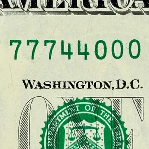 Super Trinary Triple 7s Pair 4s Triple 0s Dollar Fancy Serial Number - Picture 1 of 6