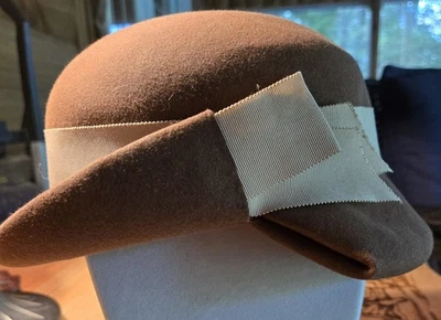 Sombrero de fieltro marrón Stetson de los años 40 para mujer y mujer talla 22 1/2 vintage hecho en EE. UU. Foto 1 de 4