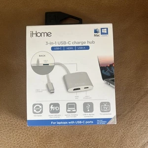 iHome 3 In 1 USB-C Charge Hub Mac & PC Compatible USB-A HDMI Ports Adapter - Picture 1 of 4