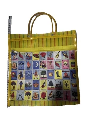 Loteria Reusable Mexican Market Mesh Bag Tote Bolsa De Mercado 15" Yellow NWOT - Image 1 of 4